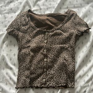brandy melville brown floral zelly top